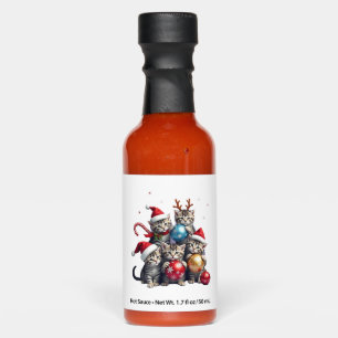 Cute Christmas Cats In Space Ornaments T-Shirt Hot Sauces