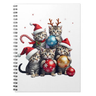 Cute Christmas Cats In Space Ornaments T-Shirt Notebook