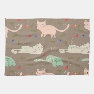 Cute Christmas Cats Kitchen Towel