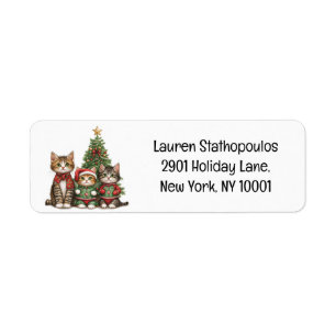 Cute Christmas Cats Label