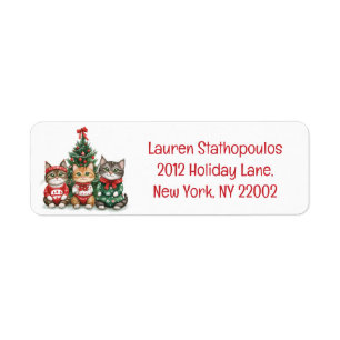 Cute Christmas Cats Label