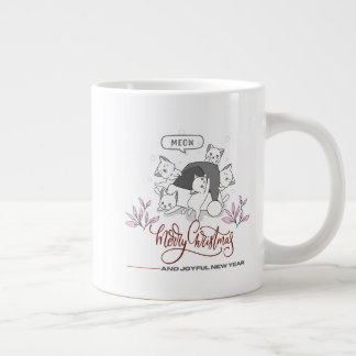 Cute Christmas Cats “Meow” Holiday Design Giant Coffee Mug