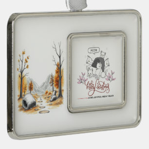 Cute Christmas Cats “Meow” Holiday Design Ornament