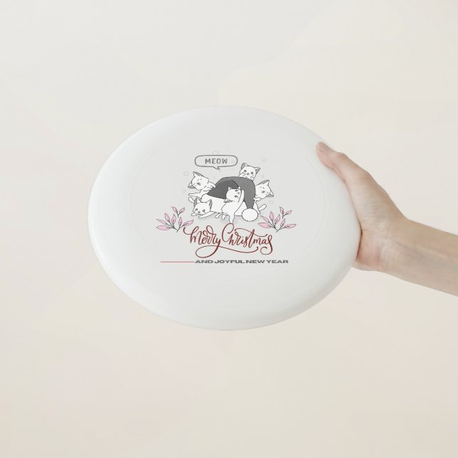 Cute Christmas Cats “Meow” Holiday Design Wham-O Frisbee (In Hand)