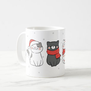 Cute Christmas Cats Meowy Catmas Festive Felines Coffee Mug