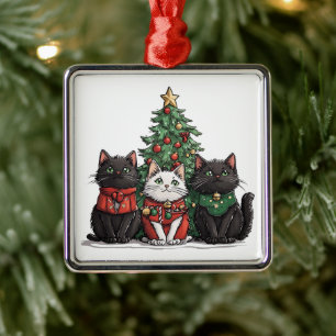 Cute Christmas Cats Metal Ornament
