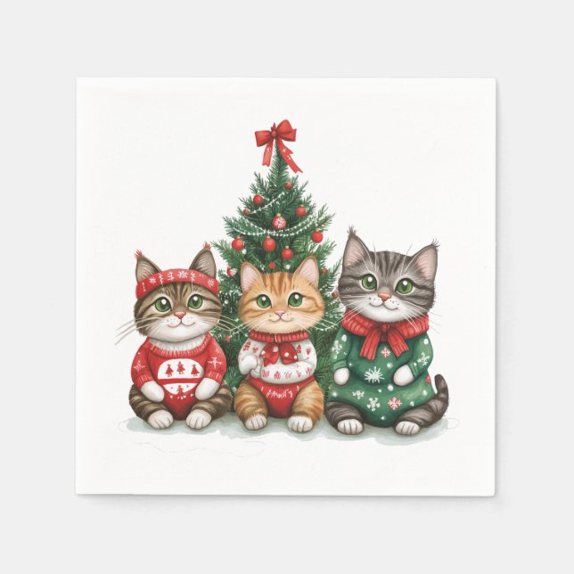 Cute Christmas Cats Napkins (Front)