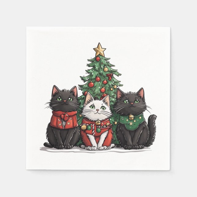 Cute Christmas Cats Napkins (Front)