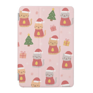 Cute Christmas Cats Pattern – Pink Holiday Design iPad Mini Cover