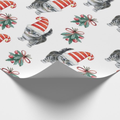 Cute Christmas Cats Pattern Wrapping Paper
