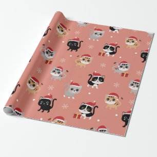 Cute Christmas Cats Pattern Wrapping Paper