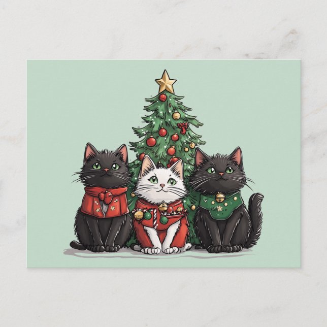 Cute Christmas Cats Postcard (Front)