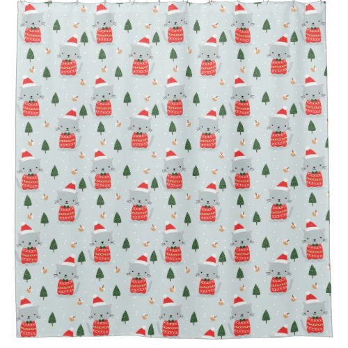 Cute Christmas Cats Shower Curtain