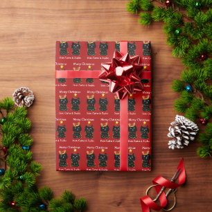 Cute Christmas Cats (smaller pattern) Custom Red Wrapping Paper