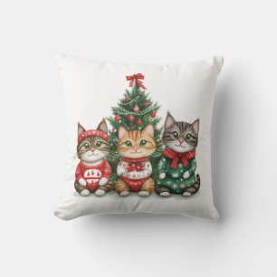 Cute Christmas Cats Throw Pillow