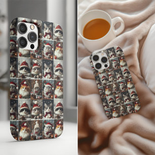 cute Christmas cats winter animals rustic iPhone 13 Pro Case