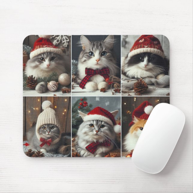 cute Christmas cats winter animals rustic Mouse Pad (With Mouse)