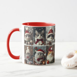 Cute Christmas CATS Winter Animals Rustic Mug