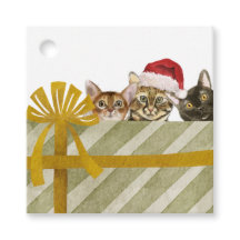 Cute Christmas Cats with a Present Gift Tags