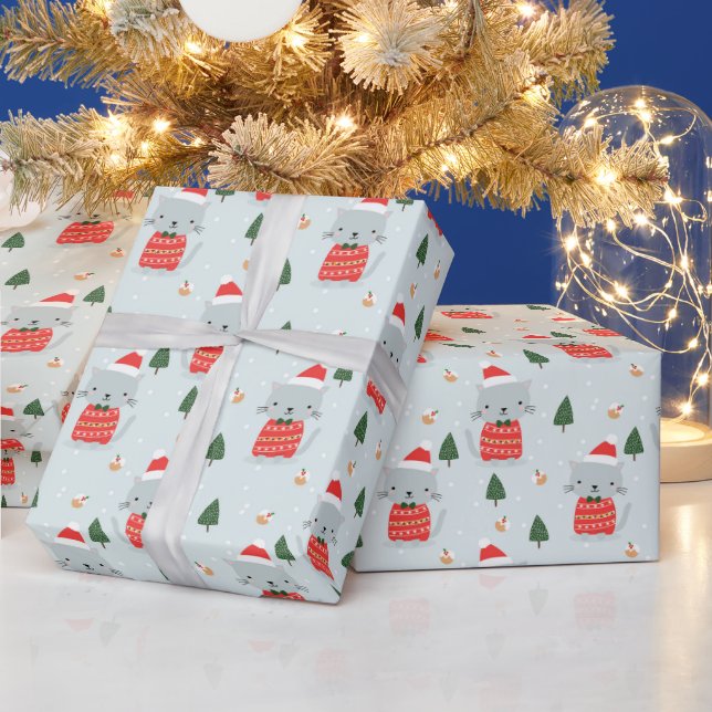 Cute Christmas Cats  Wrapping Paper (Holidays)