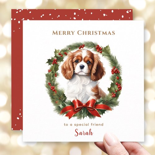 Cute Christmas Cavalier Dog Lover Christmas Card