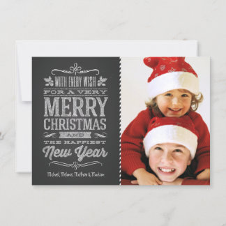 Cute Christmas Chalkboard Photo Template Card