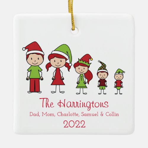 Cute Christmas Character Family Personalized Ceram Ceramic Ornament