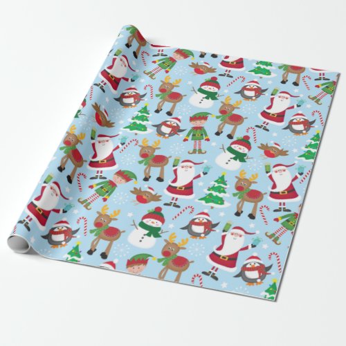 Cute Christmas Character Kids Wrapping Paper