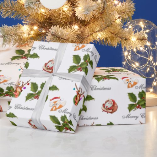 Cute Christmas Characters Pattern  Wrapping Paper
