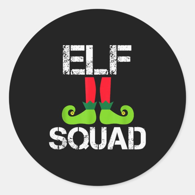 Cute Christmas Cheer Elf Squad Santa's Helper  Classic Round Sticker (Front)