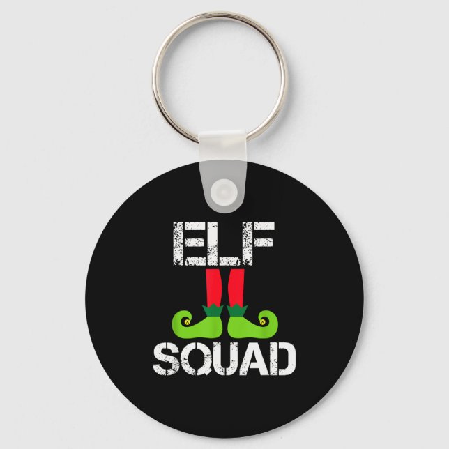 Cute Christmas Cheer Elf Squad Santa's Helper  Keychain (Front)