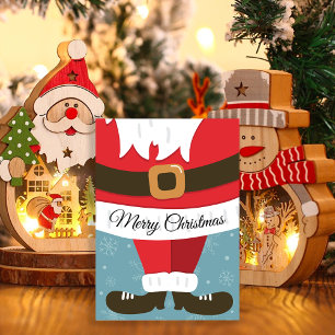 Cute Christmas Cheer Santa Suit Flat Holiday Card
