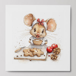 Cute Christmas Chef Mouse Peel And Stick Photo Tile