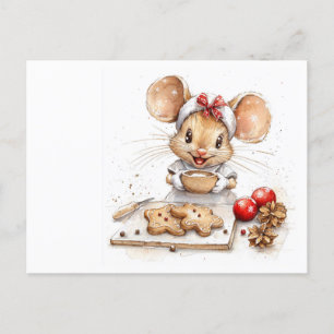 Cute Christmas Chef Mouse Postcard
