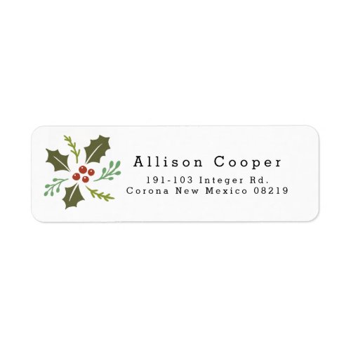 Cute Christmas Cherry Foliage Address Label