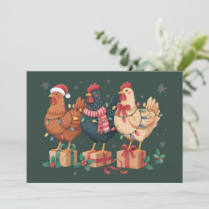 Cute Christmas Chickens Funny Holiday Farm Card