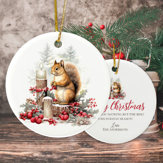 Cute Christmas chipmunk forest woodland animal