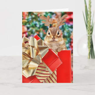 Cute Christmas Chipmunk Holiday Card