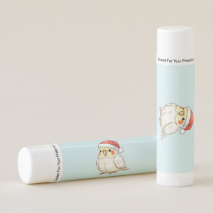 Cute Christmas Cockatiel Wearing Santa Hat Lip Balm