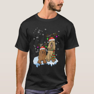 Cute Christmas Cocker Spaniel Santa Hats Reindeer T-Shirt