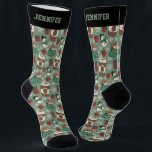 Cute Christmas Coffee Pattern Xmas Winter Holiday Socks<br><div class="desc">Cute and kawaii Christmas theme pattern. You can further customize the background color using the design tool. Personalized gift with editable text for your loved ones during this holiday season.</div>