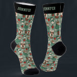 Cute Christmas Coffee Pattern Xmas Winter Holiday Socks<br><div class="desc">Cute and kawaii Christmas theme pattern. You can further customize the background color using the design tool. Personalized gift with editable text for your loved ones during this holiday season.</div>