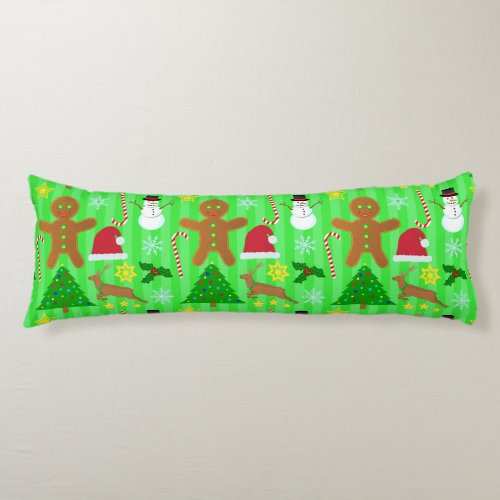 Cute Christmas Collage Holiday Pattern Body Pillow