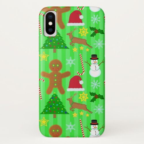 Cute Christmas Collage Holiday Pattern iPhone X Case