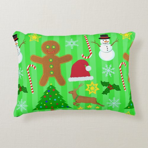 Cute Christmas Collage Holiday Pattern Decorative Pillow
