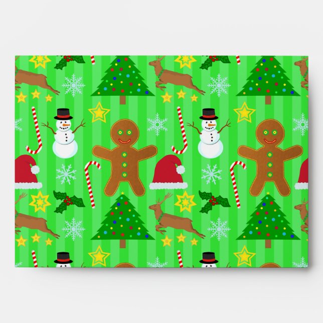 Cute Christmas Collage Holiday Pattern Envelope (Front)