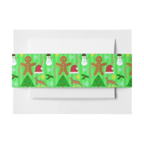 Cute Christmas Collage Holiday Pattern Invitation Belly Band