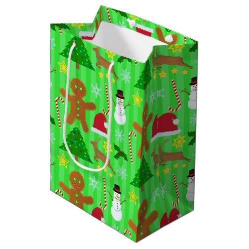 Cute Christmas Collage Holiday Pattern Medium Gift Bag