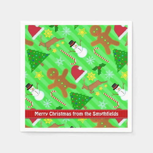 Cute Christmas Collage Holiday Pattern Napkins