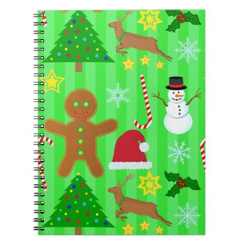 Cute Christmas Collage Holiday Pattern Notebook